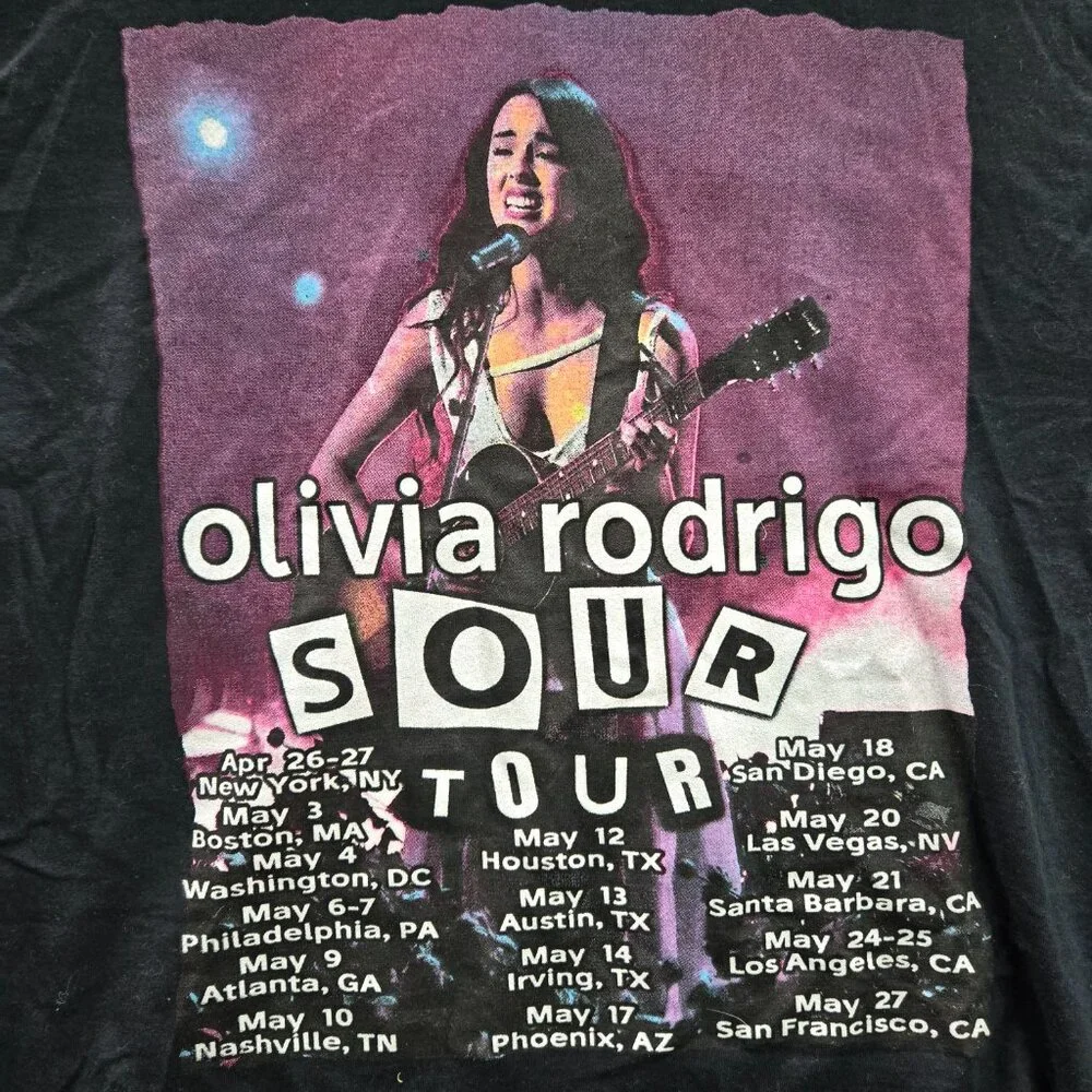 Olivia‎ Rodrigo Women Shirt S Black Sour Concert Tour Band Tee